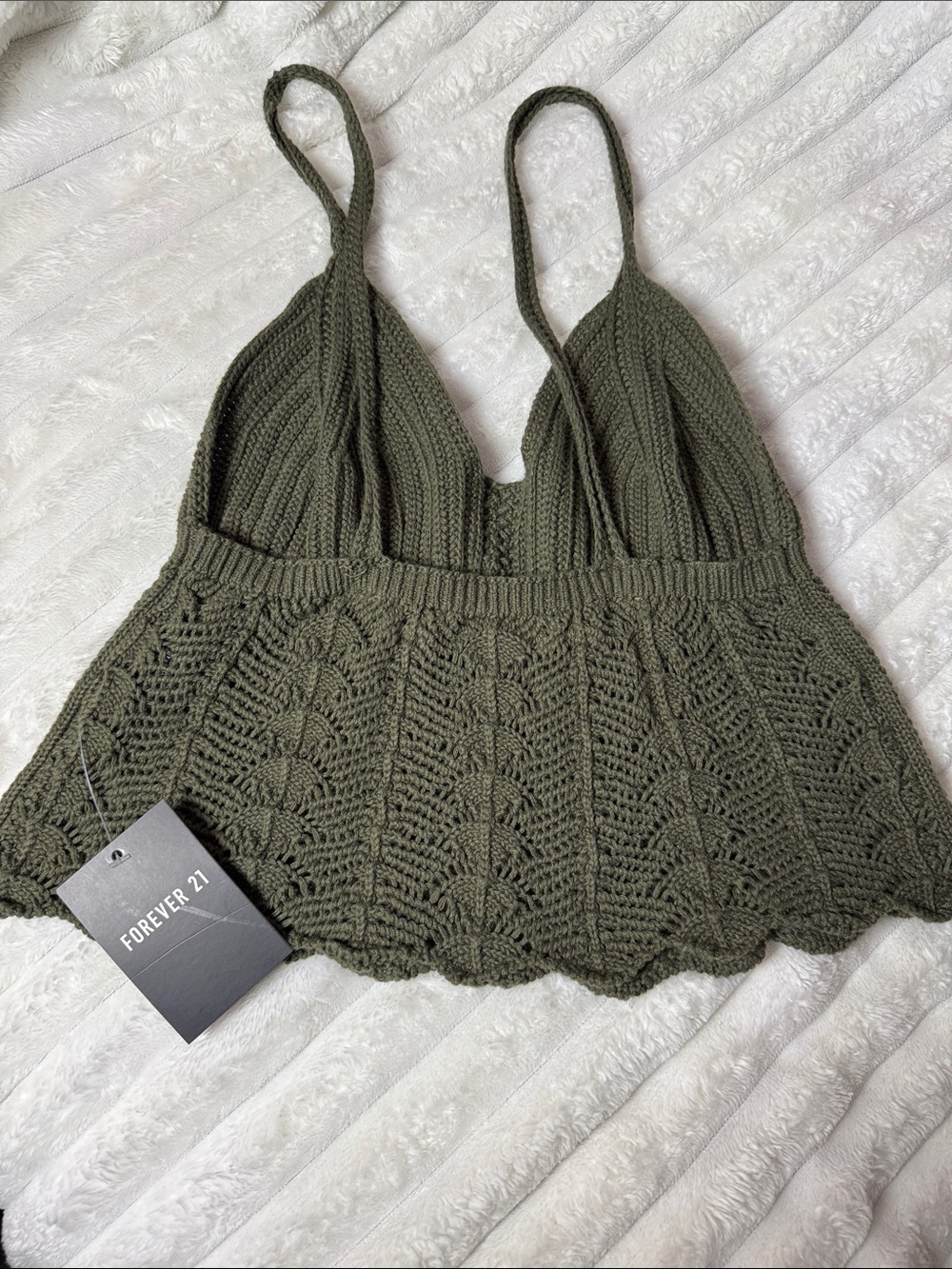 Forever 21 Olive Green Crochet Knit Cami - Picture 4 of 5